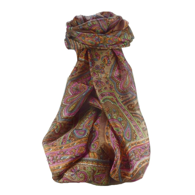 Mulberry Silk Traditional Long Scarf Madh Chestnut by Pashmina & Silk | Fruugo SG