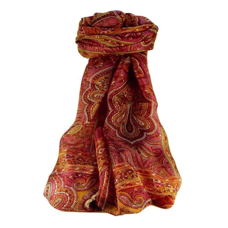 Mulberry Silk Traditional Long Scarf Madh Rose by Pashmina & Silk | Fruugo SG