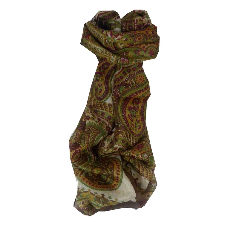 Mulberry Silk Traditional Long Scarf Mina Caramel by Pashmina & Silk | Fruugo SG