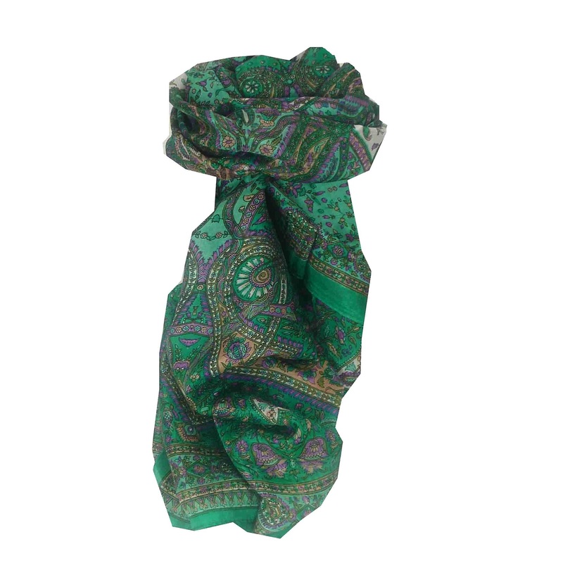 Mulberry Silk Traditional Long Scarf Reena Green by Pashmina & Silk | Fruugo SG