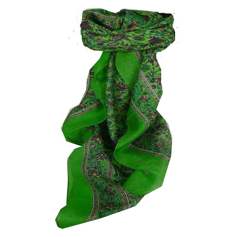 Mulberry Silk Traditional Square Scarf Affya Citron Vert by Pashmina & Silk | Fruugo SG