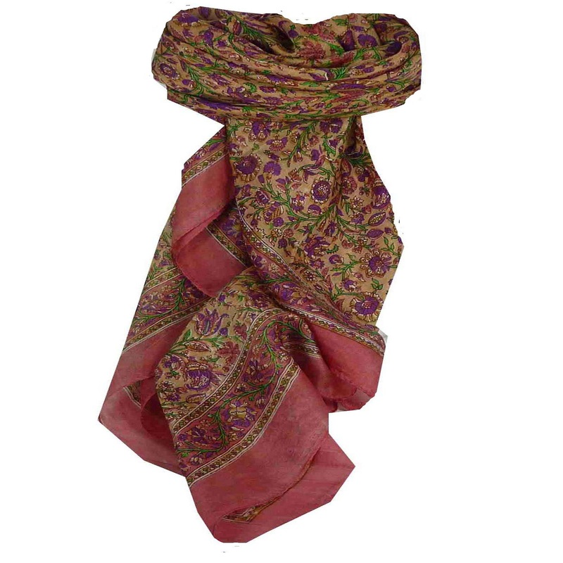 Mulberry Silk Traditional Square Scarf Affya Rose by Pashmina & Silk | Fruugo SG