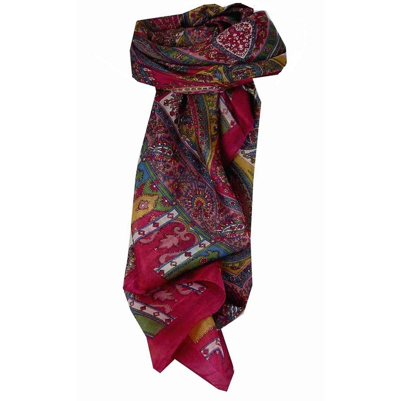 Mulberry Silk Traditional Square Scarf Aimee Pink by Pashmina & Silk | Fruugo SG