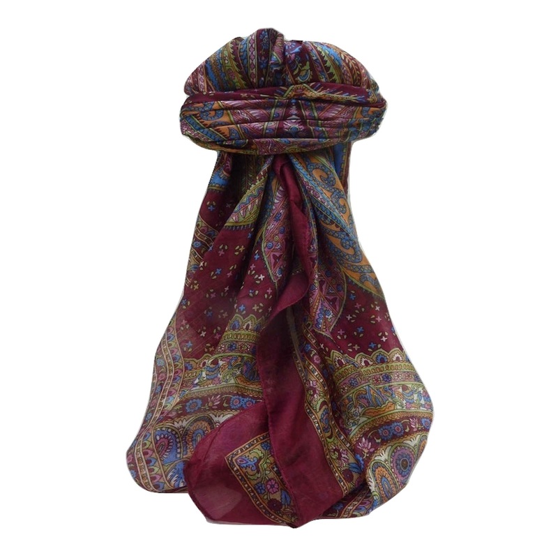 Mulberry Silk Traditional Square Scarf Ankita Maroon by Pashmina & Silk | Fruugo SG