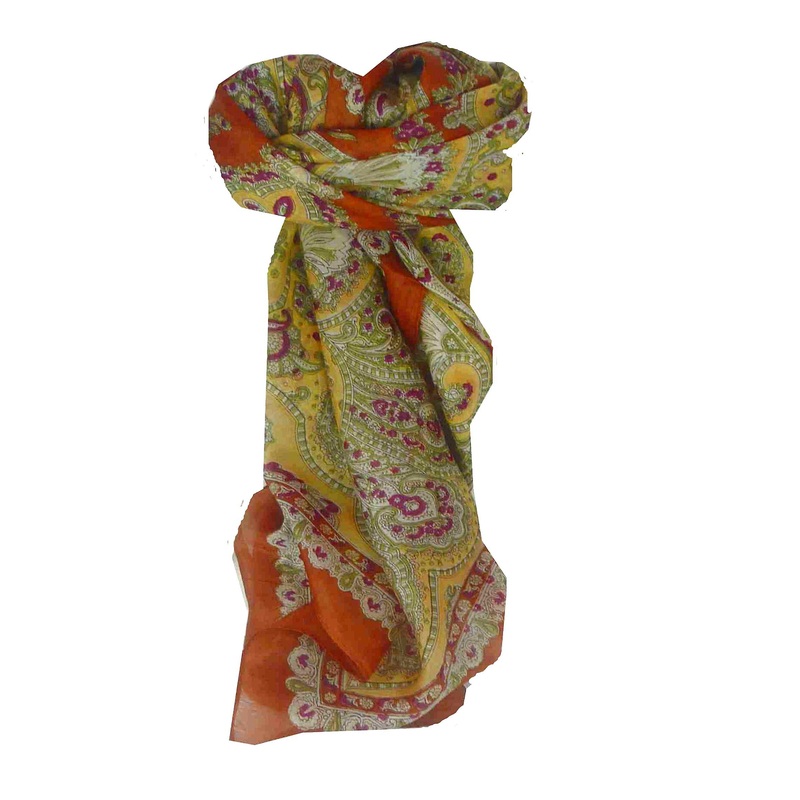 Mulberry Silk Traditional Square Scarf Madras Gold by Pashmina & Silk | Fruugo SG