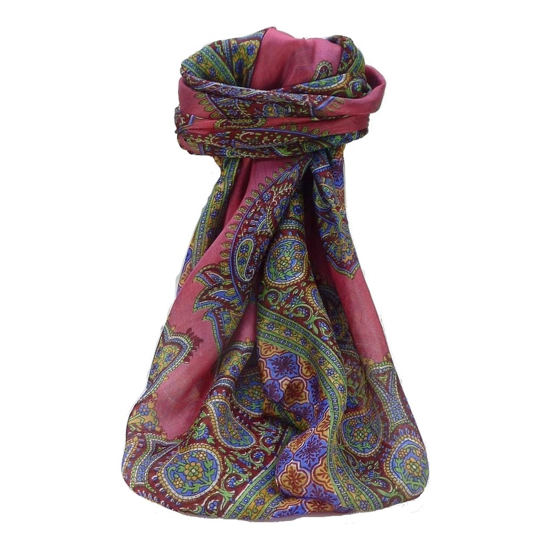 Mulberry Silk Traditional Square Scarf Obi Cerise by Pashmina & Silk | Fruugo SG