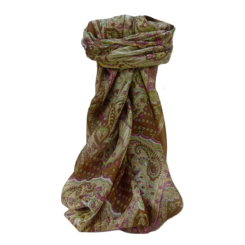 Mulberry Silk Traditional Square Scarf Omana Cestnut by Pashmina & Silk | Fruugo SG