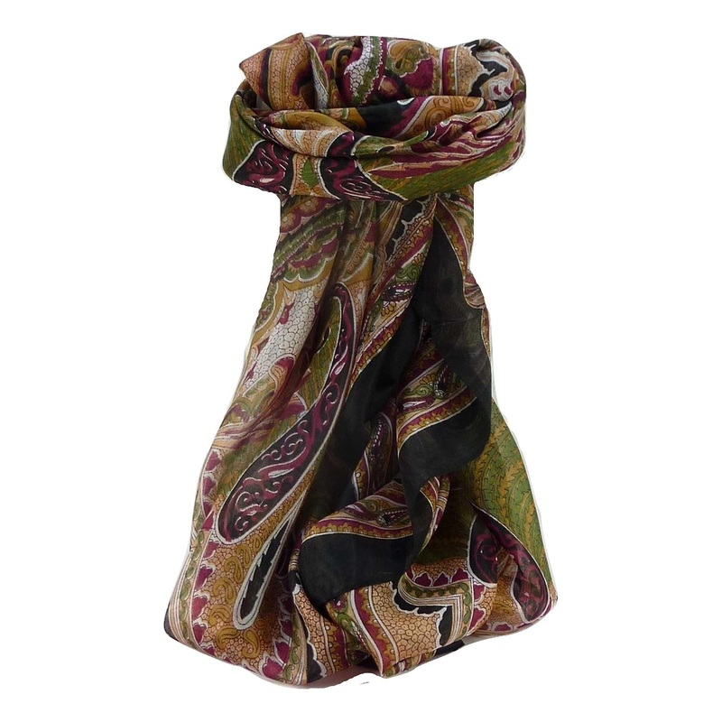 Mulberry Silk Traditional Square Scarf Shakir Black by Pashmina & Silk | Fruugo SG