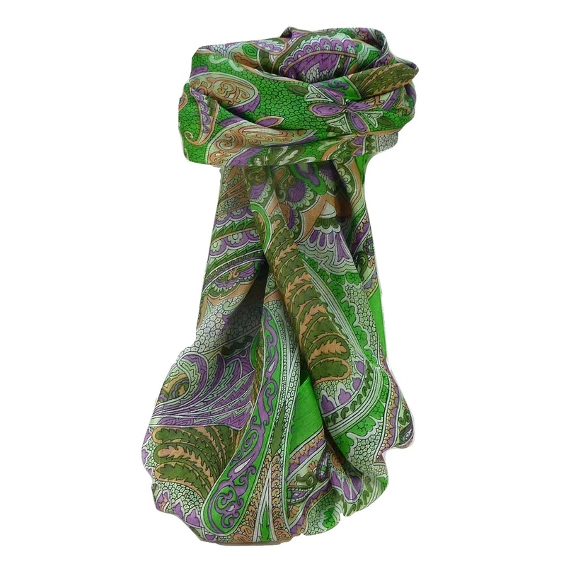 Mulberry Silk Traditional Square Scarf Zubin Lime by Pashmina & Silk | Fruugo SG