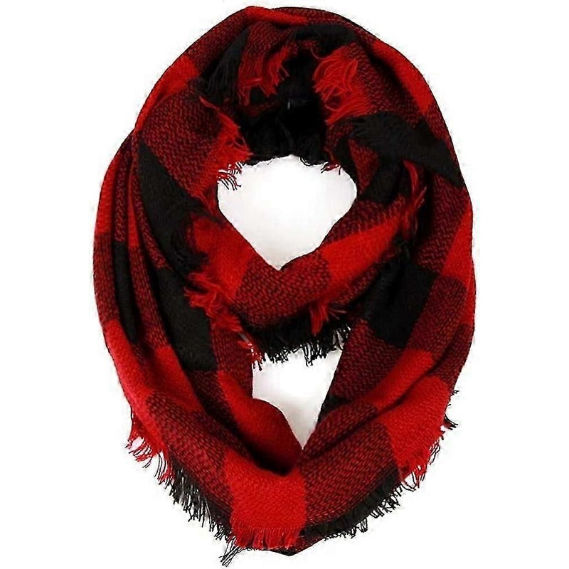Red and Black Buffalo Plaid Infinity Scarf | Fruugo SG