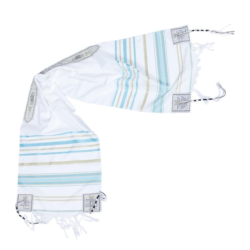Religious Prayer Shawl Ideal For Decorative Use Sky-Blue Cloth Unique 1Set | Fruugo SG