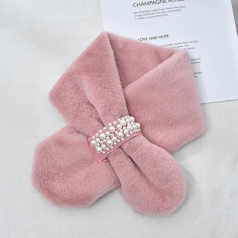 Scarf with faux fur and strap with pearls stylish, luxurious & warm! | Fruugo SG