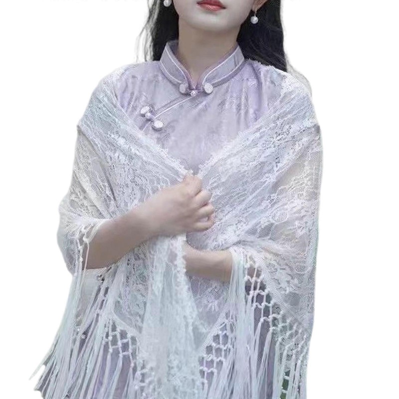 Tassels Lace Flower Shawl Evening Dress Accessory MultiFunctional Shoulder Wrap For Banquets Concert And Cultural Event  White | Fruugo SG