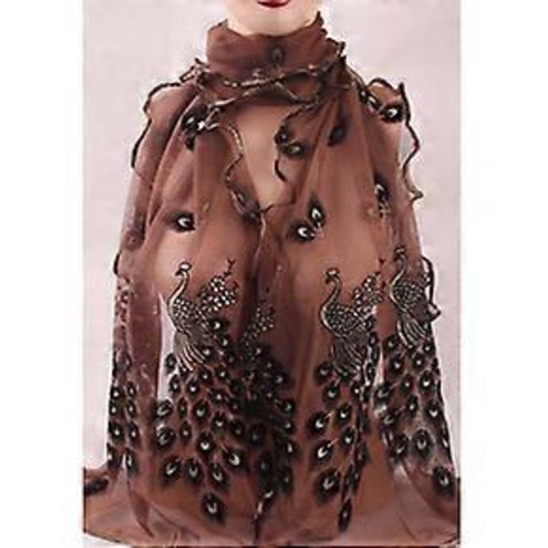 190*40CM Fashion Chiffon Transparent Long Soft Wrap Women/Lady’s Silk Scarves Shawl Stole Peacock Scarf | Fruugo SG