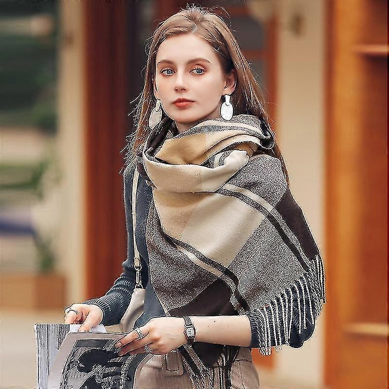 Cashmere Scarf Winter Scarf Womens Shawl Thickened Warm Tassel Scarf-65*185cm-brown Yellow | Fruugo SG