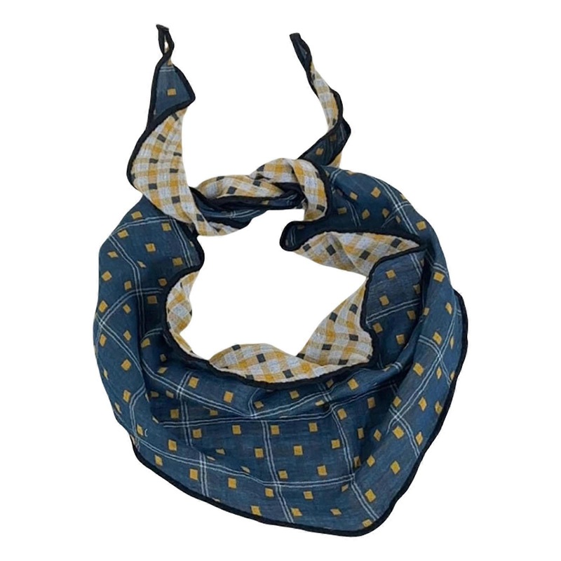 Double Sided Checkered Scarf Cotton Neck Wrap Fashion Bag and Head Scarf Multiuse Neckwear For Daily and Formal Wear  Hidden blue yellow | Fruugo SG