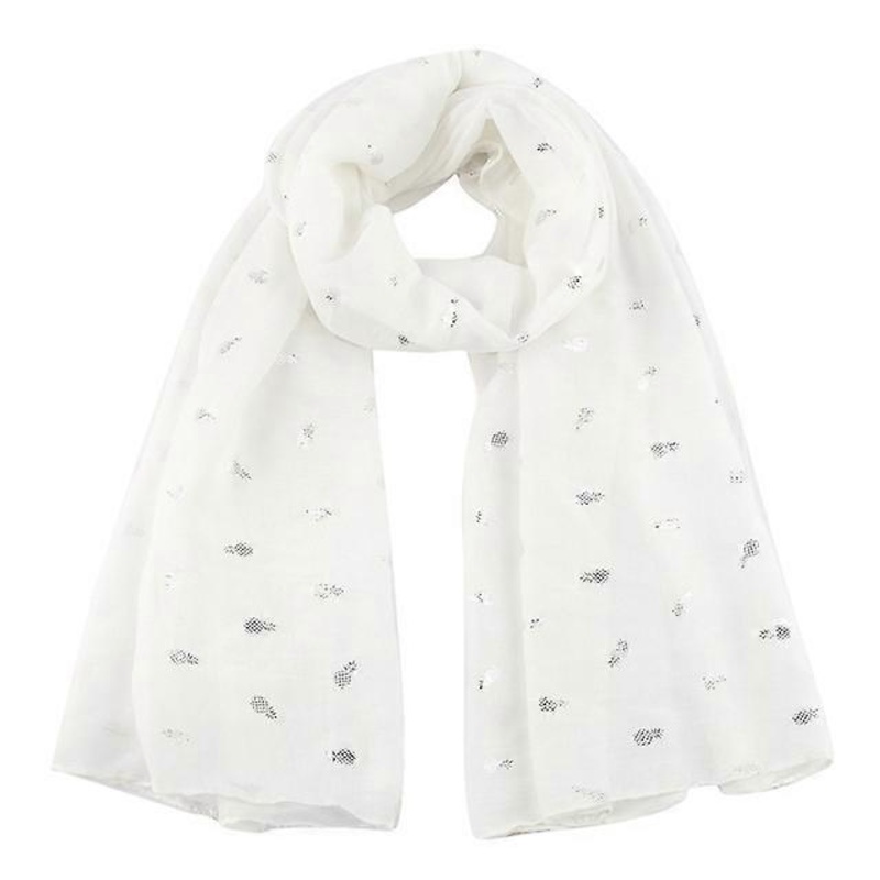 FOXMOTHER New Women Fashionable Pink Sky Blue Mint White Yellow Color Foil Sliver Pineapple Scarves For Ladies | Fruugo SG