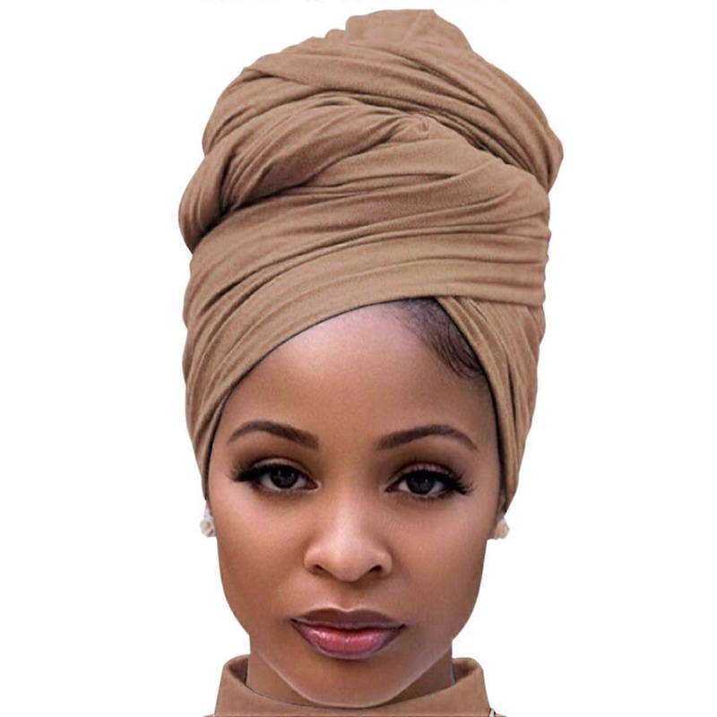 Head Scarves Wrap Turban for Black Women Long Lightweight Fashion Solid Color Hijab Jersey Headband for Braids Camel | Fruugo SG