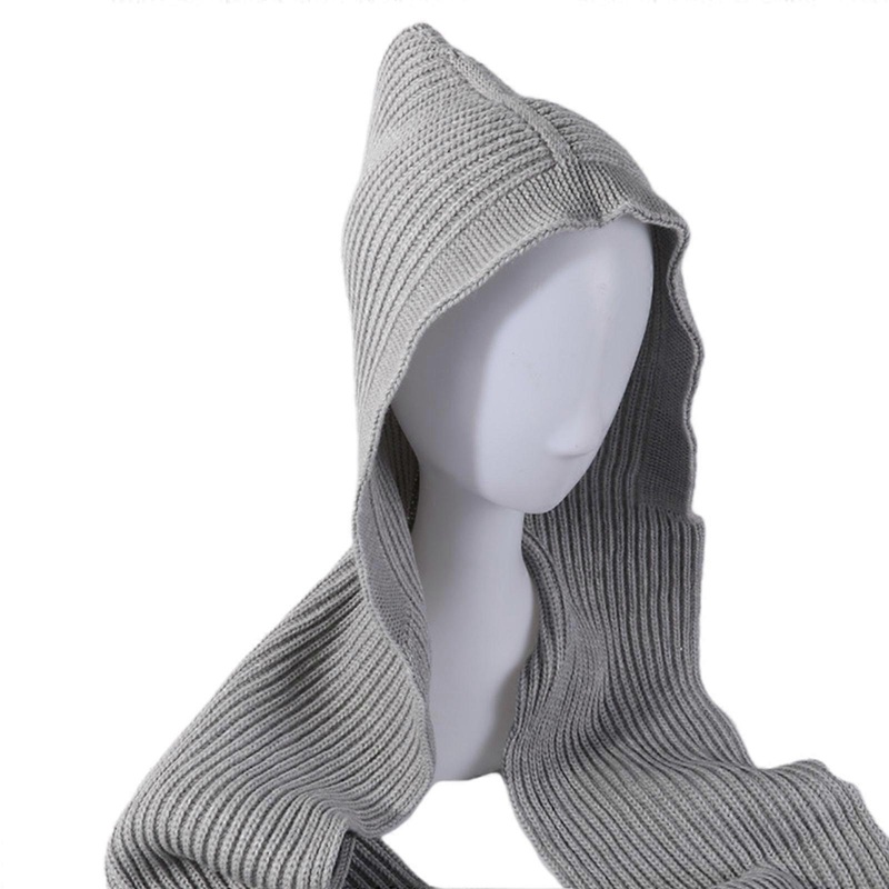 Hooded Scarf Hat Crochet for Head Scarf Hooded Shawl Wrap One Piece Scarf Windproof Cap for Head Warmer Hooded  Gray | Fruugo SG
