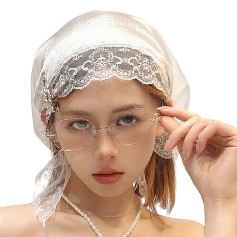Lace Triangular Head Scarf Neck Scarf for Women Enhancing Stylish Suitable for Music Festival and Theme Party Gatherings  White | Fruugo SG