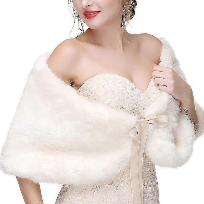 Luxurious Faux Furs Shawl Wrap For Brides And Bridesmaids Fuzzy Stoles Boleros | Fruugo SG