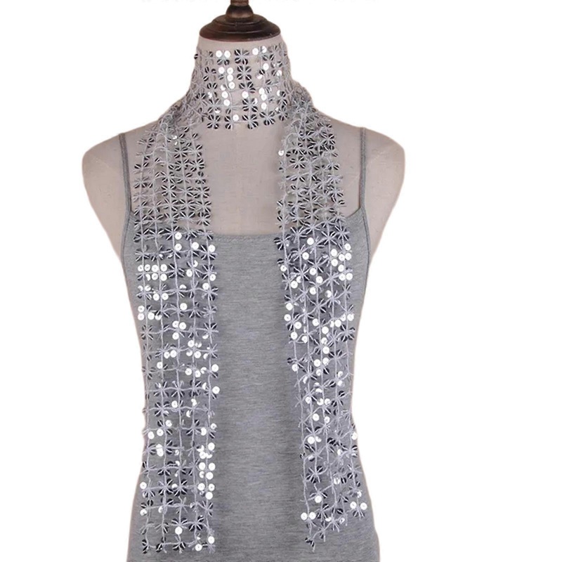 Punk Scarf with Full Sequins Nightclub Sparkly Sequins Metal Chocker Full Flickering Bridal Wear Head Adornment  White | Fruugo SG