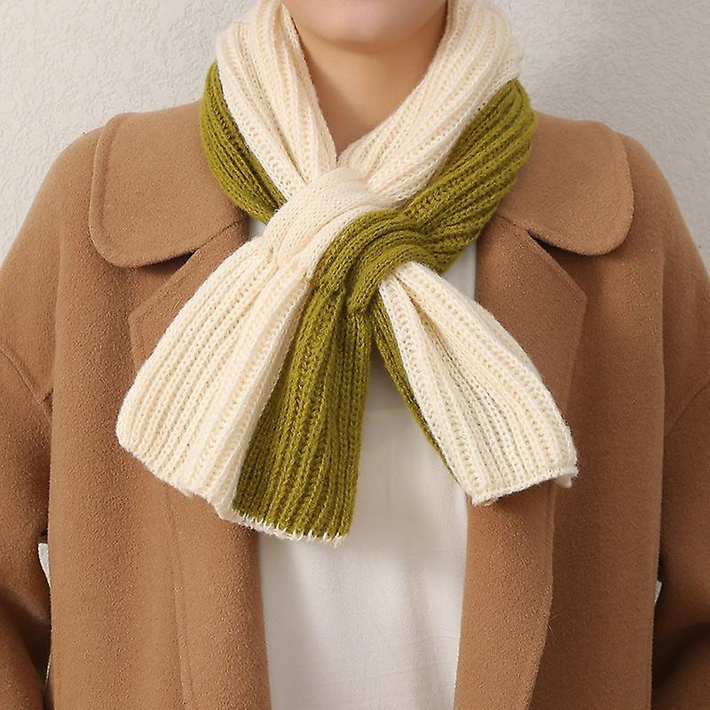 Small Scarf Short Women’s Autumn And Winter Cross Knitted Scarf Korean Style Colorblock All-matching | Fruugo SG