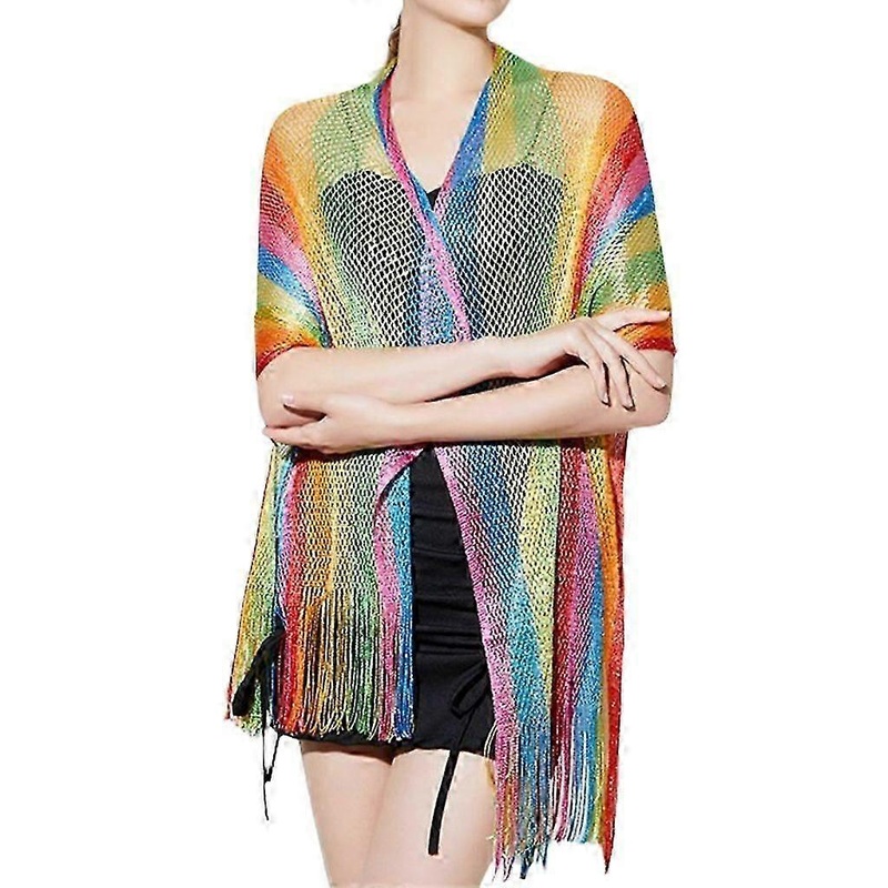Warm And Trendy Rainbow Striped Scarf Kerchief Shawl For Casual Gatherings | Fruugo SG