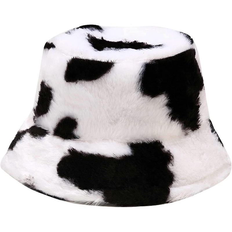 Winter Faux Fur Bucket Hat Fluffy Warm Hat for Women Men Cow Print – | Fruugo SG