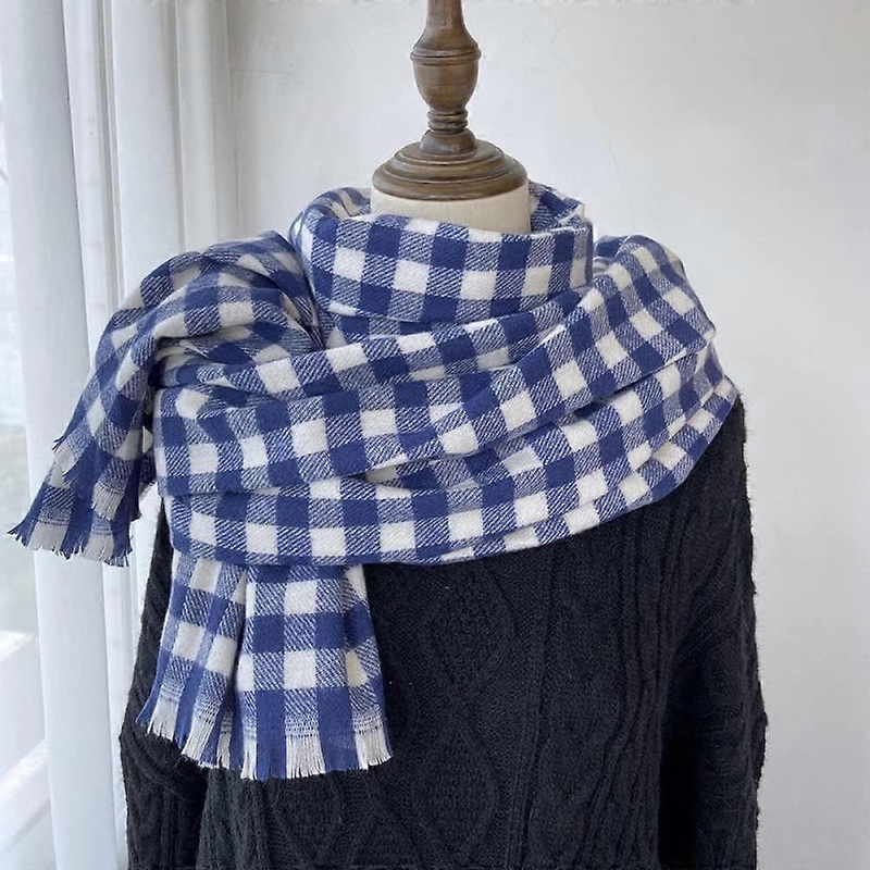 Winter Scarf Patchwork Plaid Tassel Soft Warm Shawl Thick Blanket Fashion Navy Blue Soft Scarf Winter Scarf Trendy Scarf Women’s Scarf | Fruugo SG