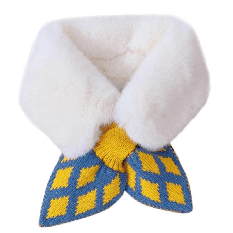 Winter Warm False Collar Kids Scarf Faux Fur Collar Scarf Wool Collar Polka Dot Bow Tie Diamond Grid Neckerchief Scarfs  Rhombus white | Fruugo SG
