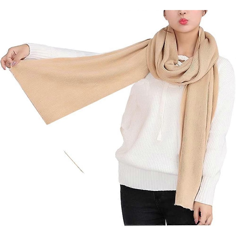Women’s Warm Long Shawl Winter Warm Large Scarf Pure Color Camel 2 – | Fruugo SG