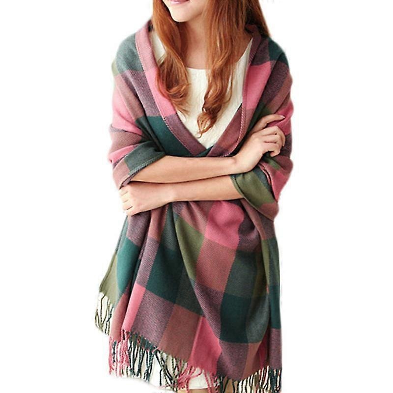 Women Tartan Scarf Large Check Shawl Wrap Long Tassel Plaid Scarves | Fruugo SG