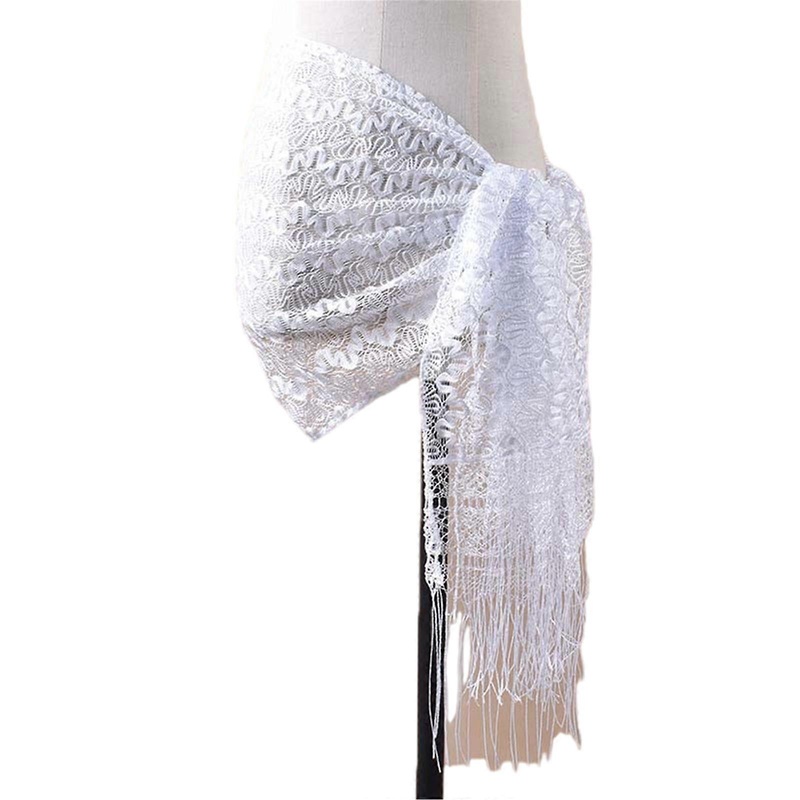 Womens Lace Scarf Stylish Soft Collar Neck Wrap Lady Thin Fringed Shawl Soft Exotic Thin Scarf  White | Fruugo SG
