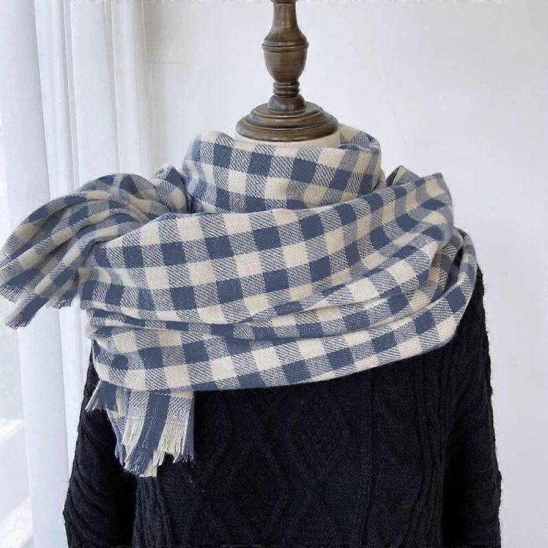 Wrap Winter Scarf Patchwork Lattice Tassel Soft Warm Shawl Thick Blanket Fashion Gray Blue Soft Hand Scarf Winter Women’s Scarf | Fruugo SG
