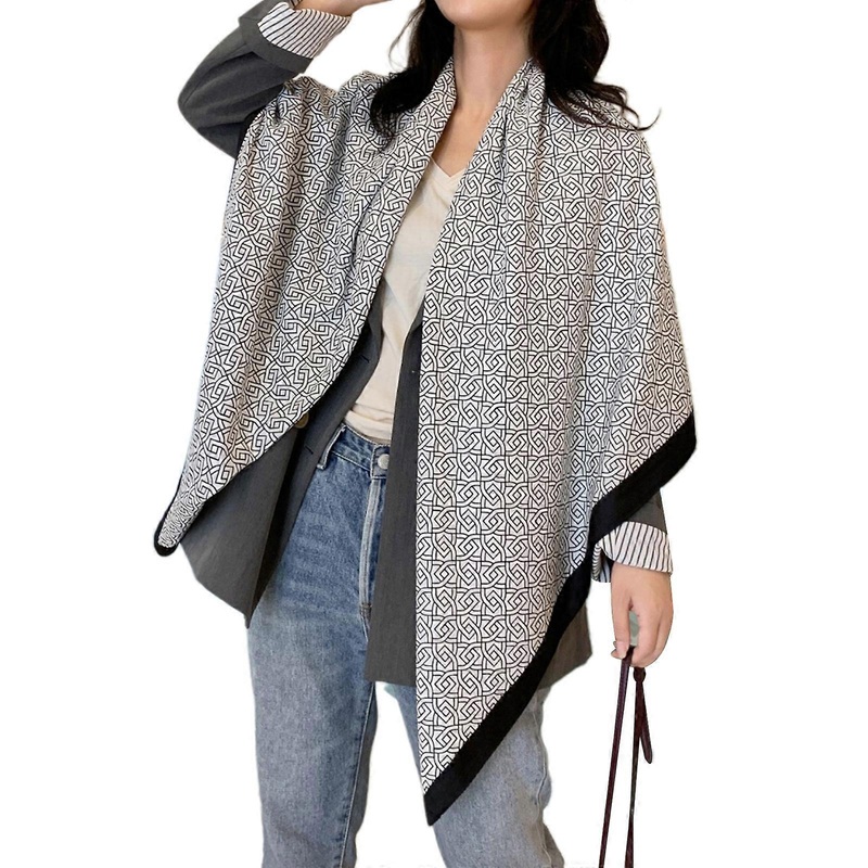 130x130cm Large Fashion Geometric Printed Scarf Women Twill Imitation Silk Hijab Scarf Luxury Shawl Bandanas Turban  White | Fruugo SG