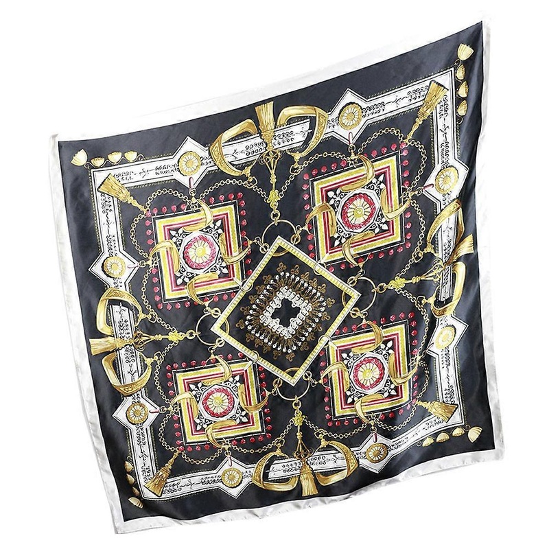 Elegant Scarf Stylish Design For Outdoor Relaxation Black Beige 90x90cm Silk 1Pcs | Fruugo SG