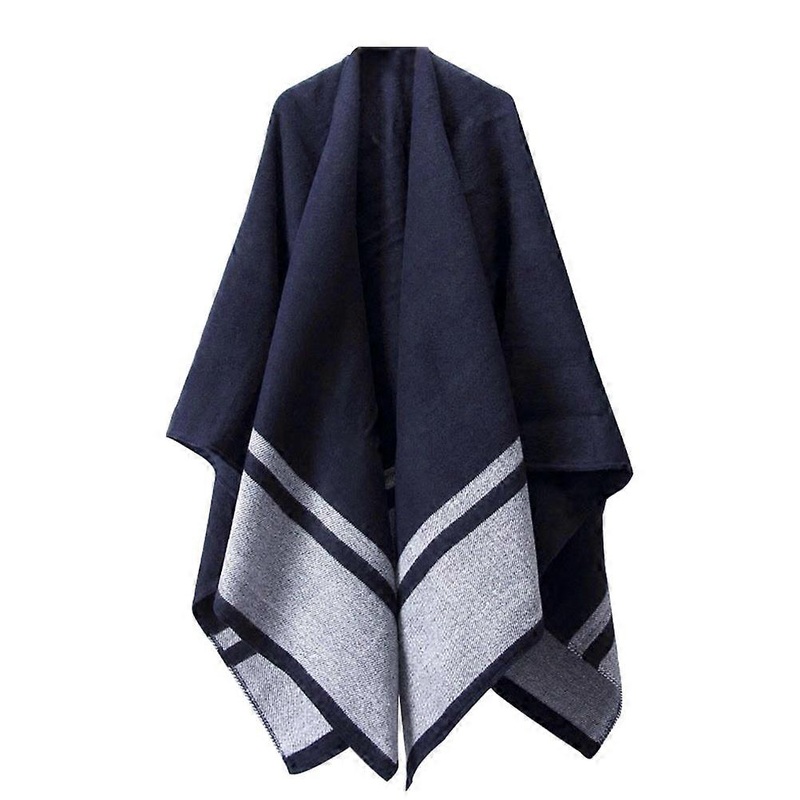Fashion Solid Scarf Wrap Shawl Oversized Thickened Cloak Gray Blue Striped Warmth Evening present Ideas 1Set | Fruugo SG