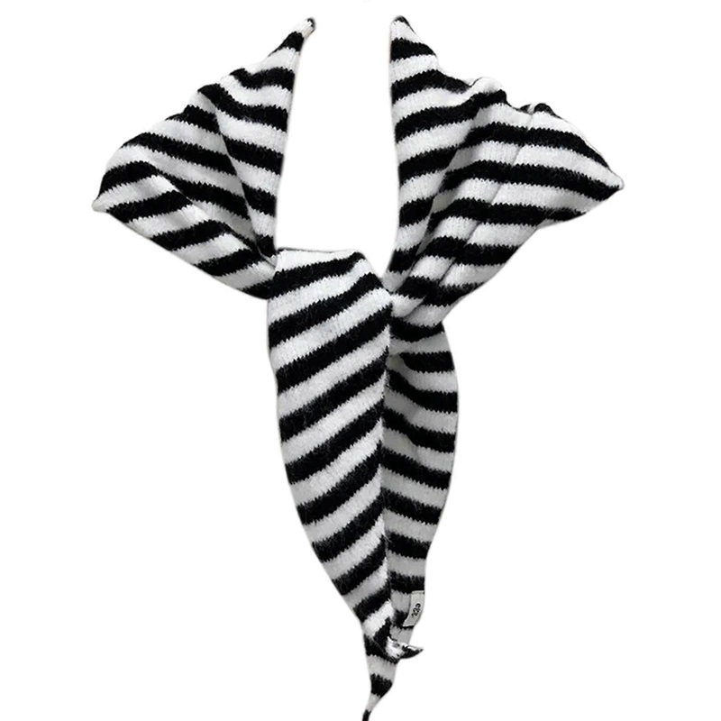 Multipurpose Knitted Triangular Scarf Shawl with Striped Designs for Women Winter Warmth Faux Wool Large Wrap Capelet  Black | Fruugo SG