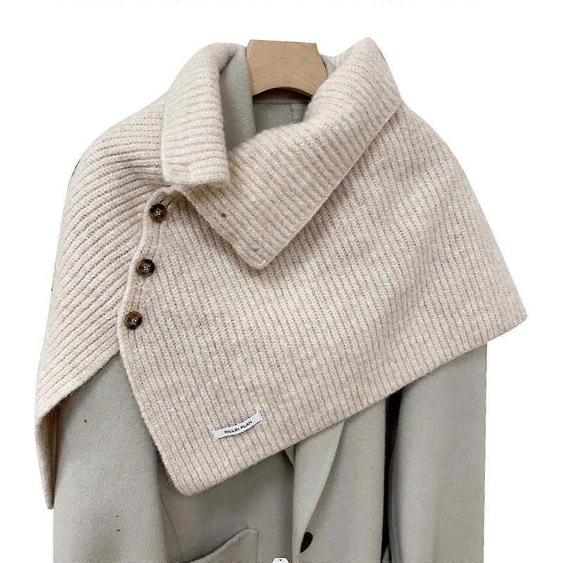 Warm Turtleneck Shawl Wrap for Female Knitting Neck Scarf Cold Weather Shoulder Wrap InsStyle Shawl Women Accessories  khaki | Fruugo SG