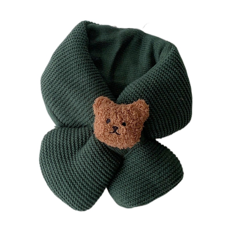 Warm Winter Scarves Cute Bear Scarf Kids Boy Girl Soft Wool Thicken Neck Cover Children Scarf Neckerchief(for 0-3Years)  dark green | Fruugo SG