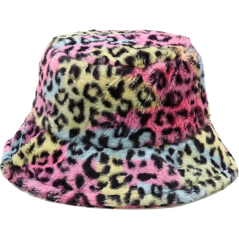 Winter Faux Fur Bucket Hat Fluffy Warm Hat for Women Men Small Leopard Colorful – | Fruugo SG