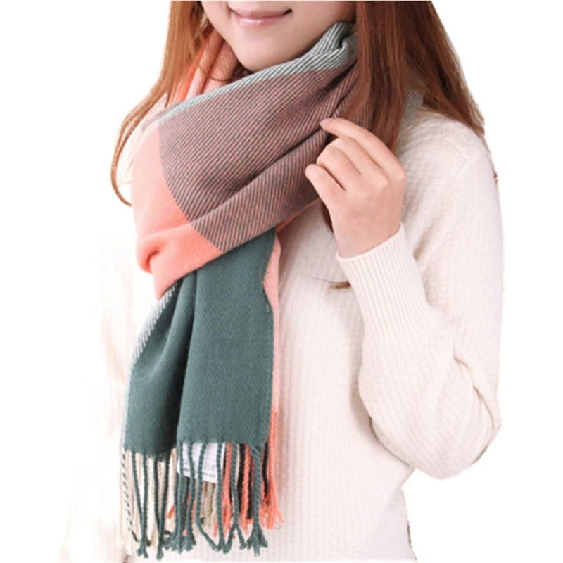 Women’s Fashion Long Shawl Big Grid Winter Warm Lattice Large Scarf Pinks – | Fruugo SG