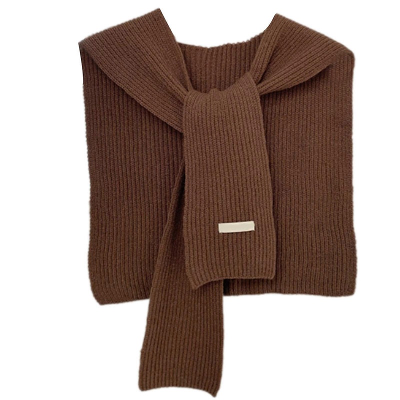 Women’s Knitted Shawl Wrap False Collar Neck Guard Elegant Simple Solid Color Ties Knotted Front Shoulder Capes Scarf  Coffee | Fruugo SG