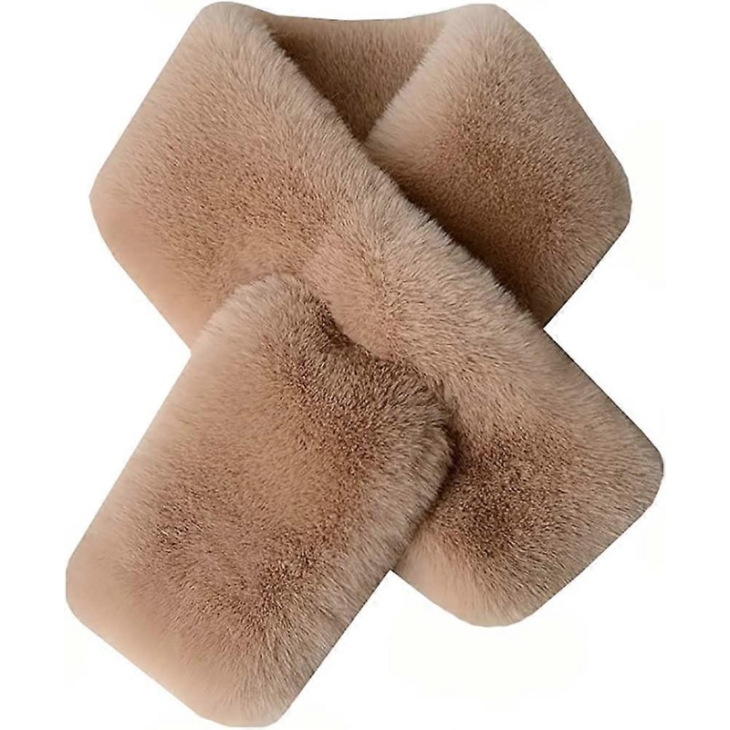 Women’s Winter Fall Furry Faux Fur Loophole Scarf Soft Cozy Neck Warmer Wrap Khaki – | Fruugo SG