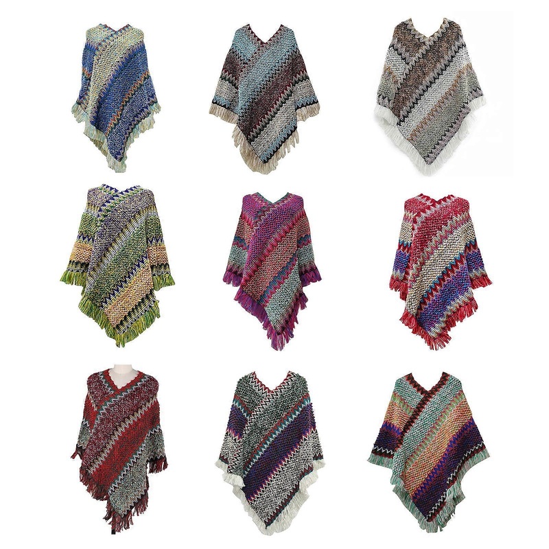 Bohemian Cloak Shawl Triangular Shawl Wraps For Women Knitted Scarves Shawls Soft Spring Winter Women Cape  Purple yellow | Fruugo SG