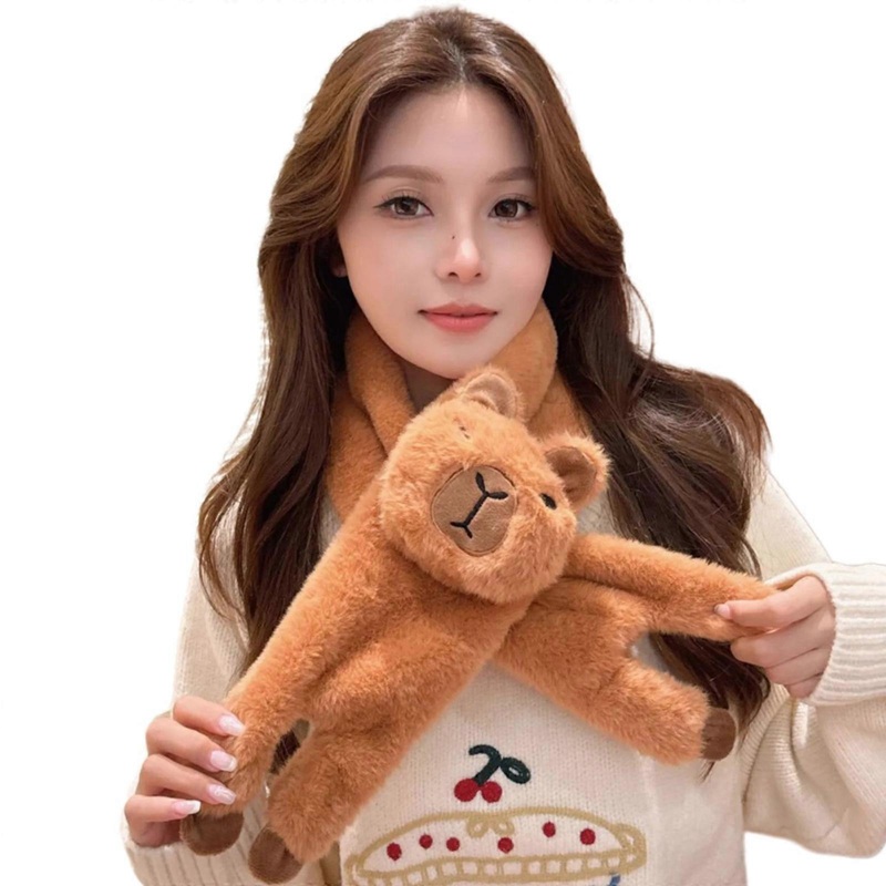 Cartoon Capybara Plush Scarf for Winter Decorative Lovely Neck Shawl Kids Winter Warm Neckwear Outdoor Activity Scarves  Coffee color | Fruugo SG