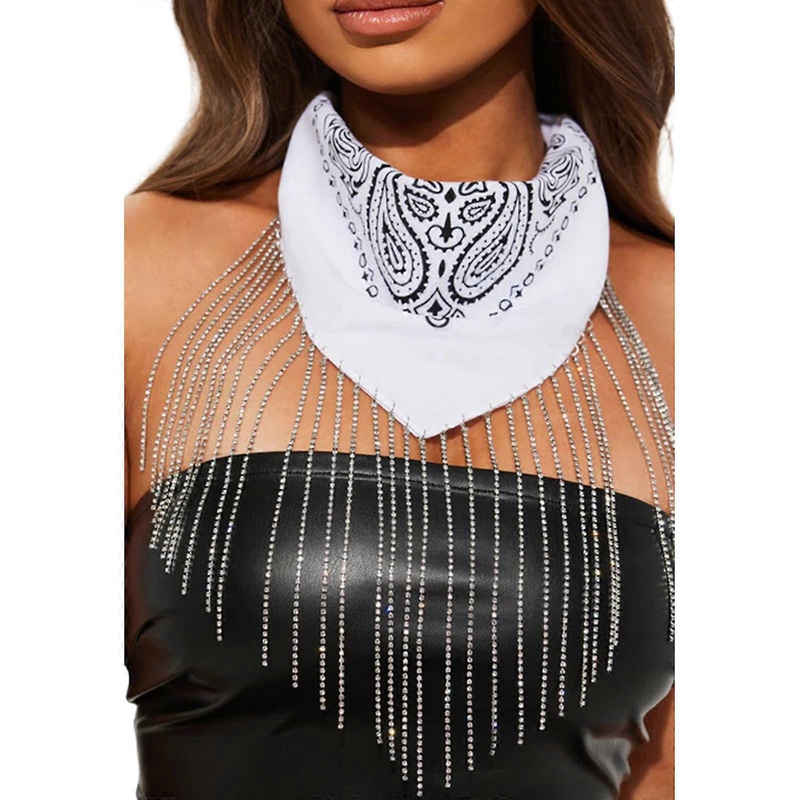 Cashew Flower Scarf Adult Rhinestones Fringes Hiphop Kerchief Elastic Bandana Camping Travel Taking Photo Hair Kerchief  White | Fruugo SG