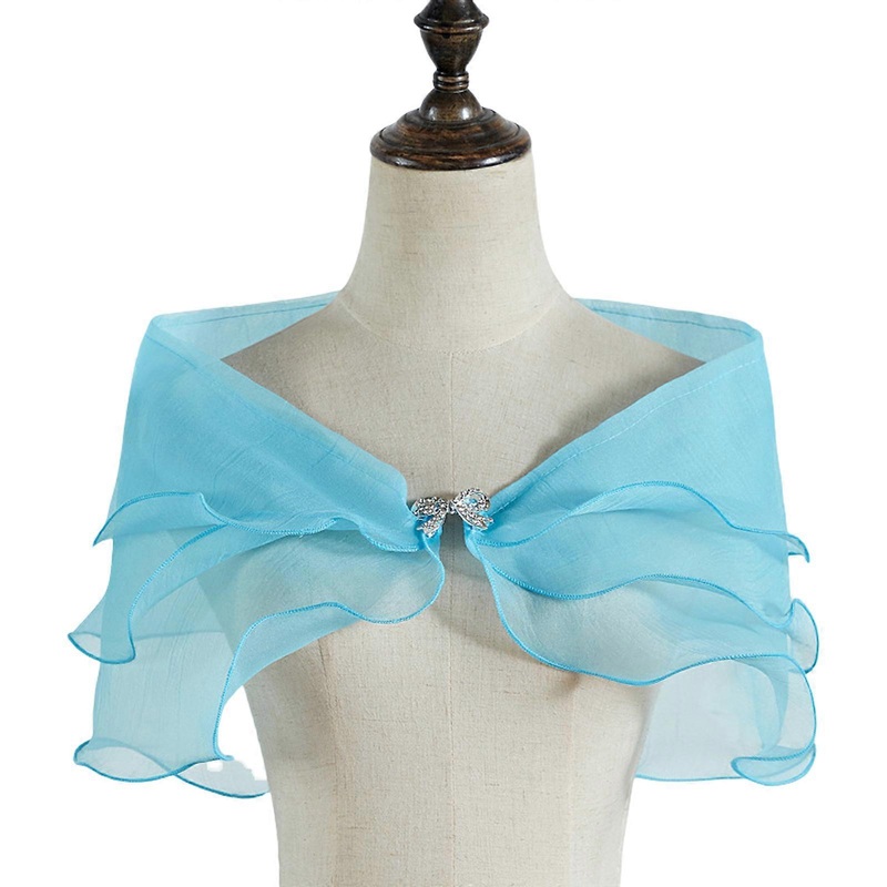 Comfortable Bridal Wrap Shoulder Shawl Ruffle Cover Up for Weddings and Photoshoots Lightweight Breathable Fabric  Light Blue | Fruugo SG