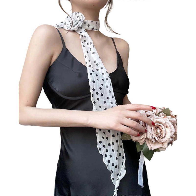 Fashion Soft Silk Dotted Scarf Waist Belt Great for Stylish Women Hair Decors and Wasit Decorative Accessories  White polka dots | Fruugo SG